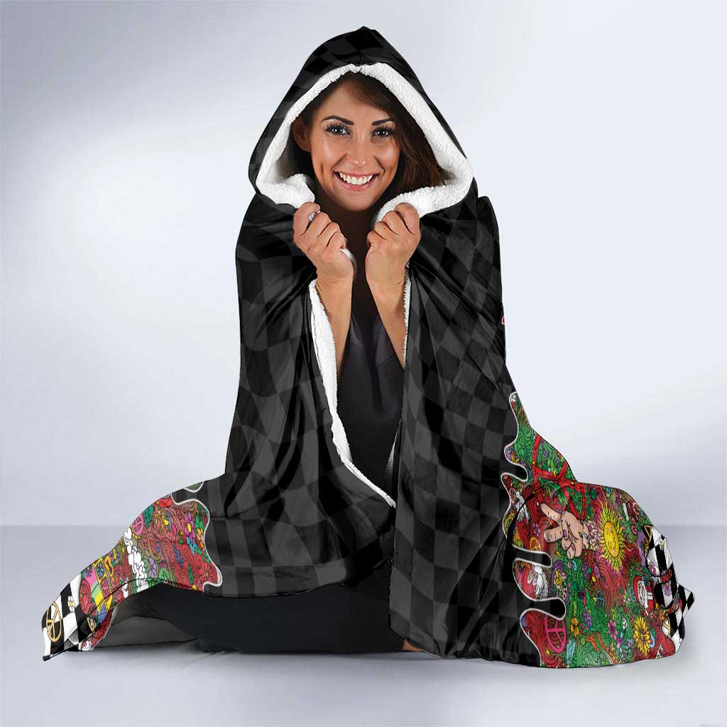 Hippie Christmas Hooded Blanket Doodle Style - Wonder Print Shop