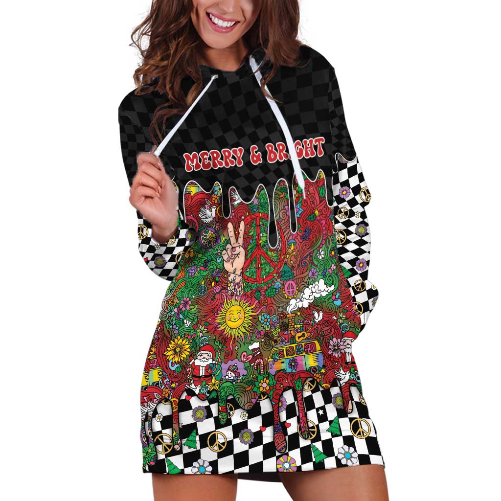 Hippie Christmas Hoodie Dress Doodle Style - Wonder Print Shop