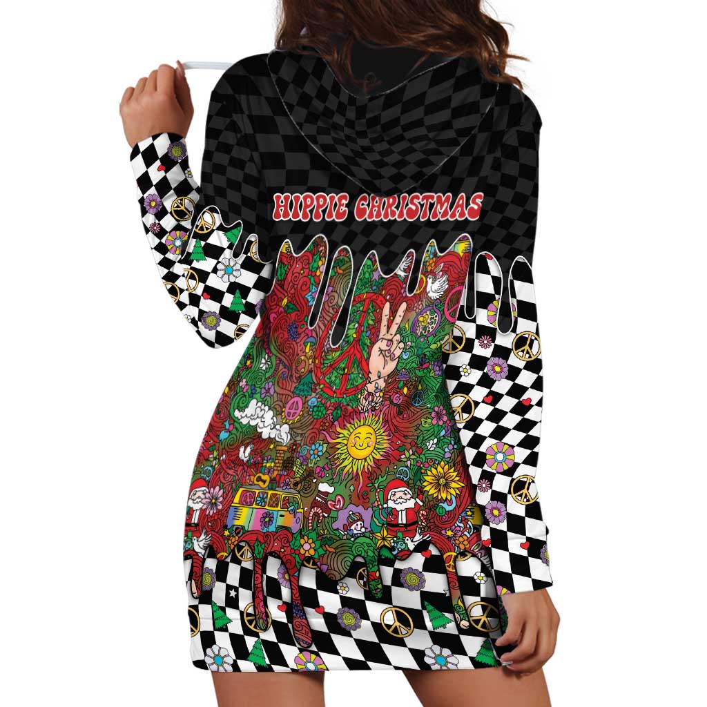 Hippie Christmas Hoodie Dress Doodle Style - Wonder Print Shop