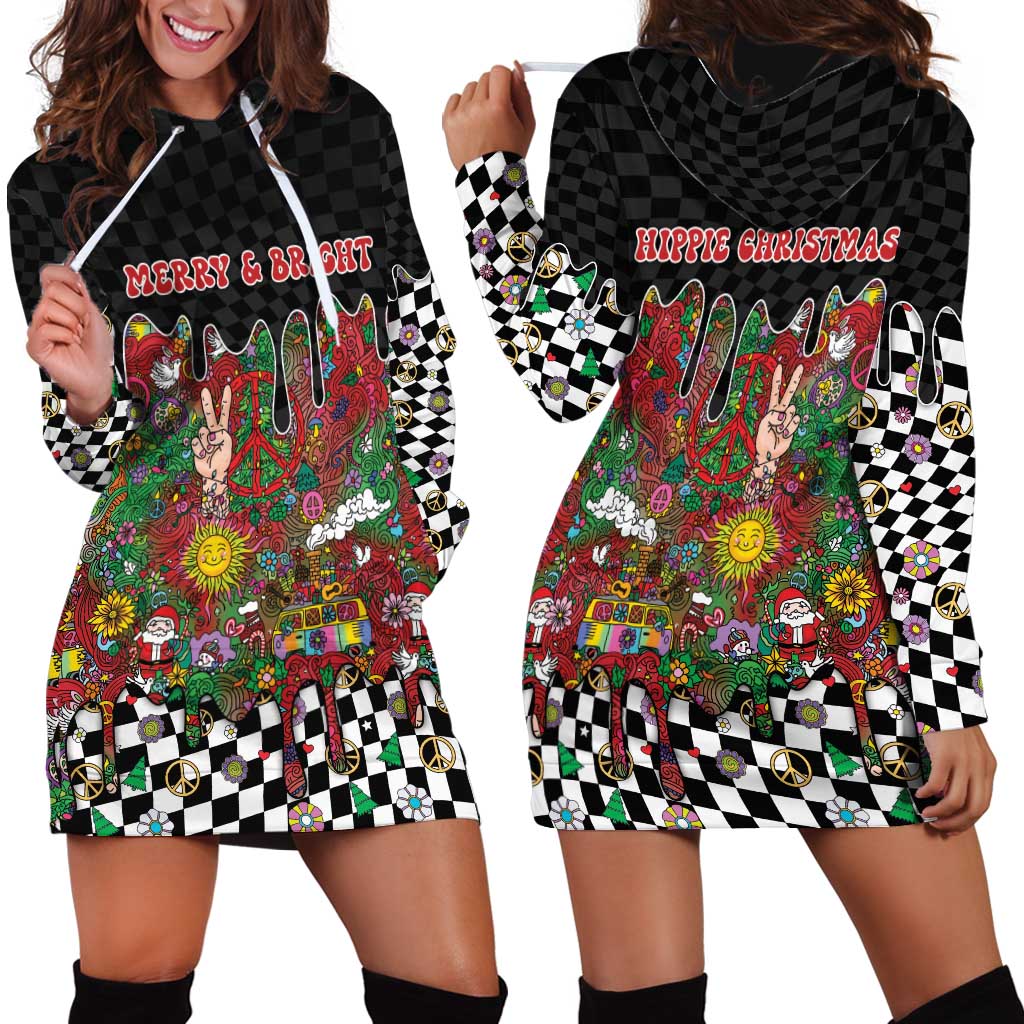 Hippie Christmas Hoodie Dress Doodle Style - Wonder Print Shop