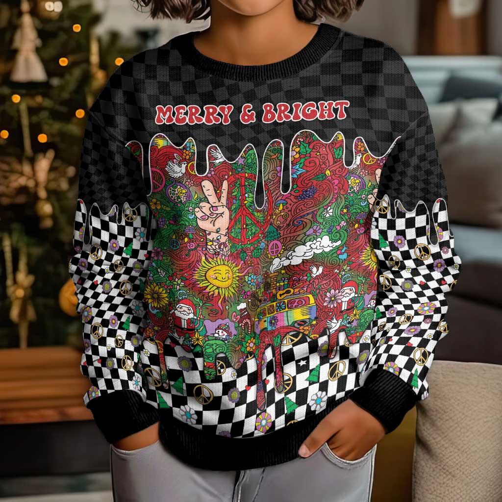 Hippie Christmas Kid Ugly Christmas Sweater Doodle Style - Wonder Print Shop