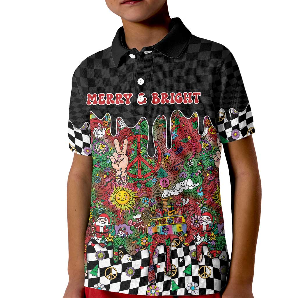 Hippie Christmas Kid Polo Shirt Doodle Style - Wonder Print Shop