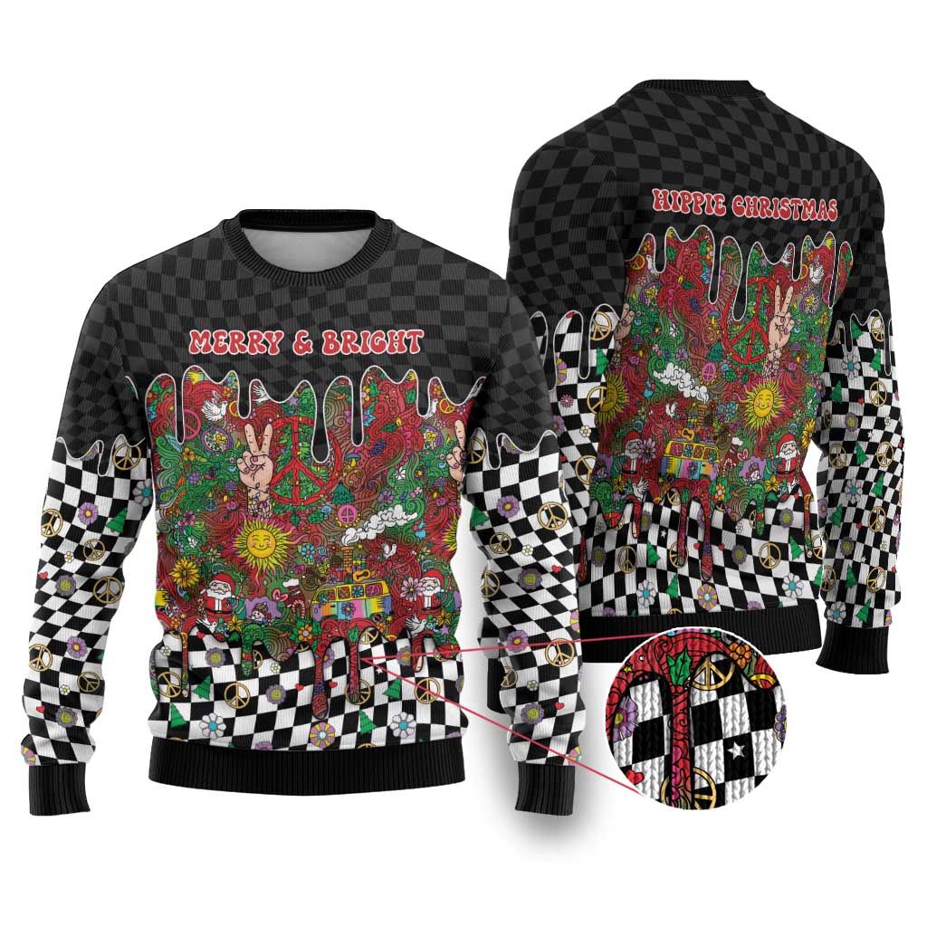 Hippie Christmas Ugly Christmas Sweater Doodle Style - Wonder Print Shop