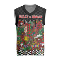 Hippie Christmas Knitted V-Neck Vest Doodle Style - Wonder Print Shop