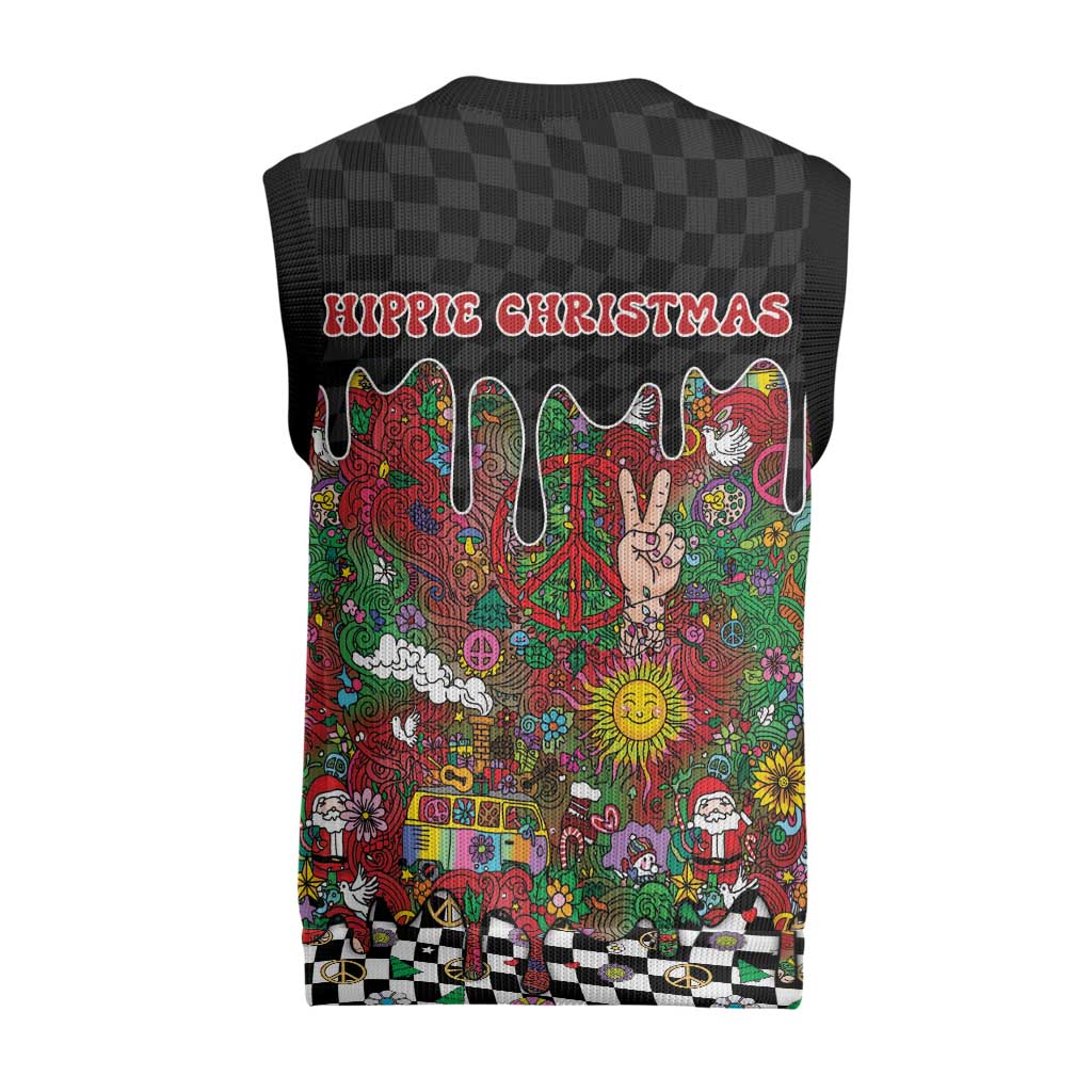 Hippie Christmas Knitted V-Neck Vest Doodle Style - Wonder Print Shop