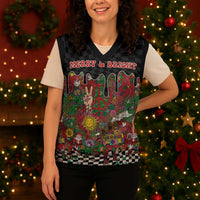 Hippie Christmas Knitted V-Neck Vest Doodle Style - Wonder Print Shop