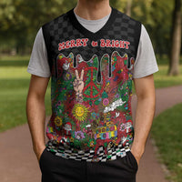 Hippie Christmas Knitted V-Neck Vest Doodle Style - Wonder Print Shop