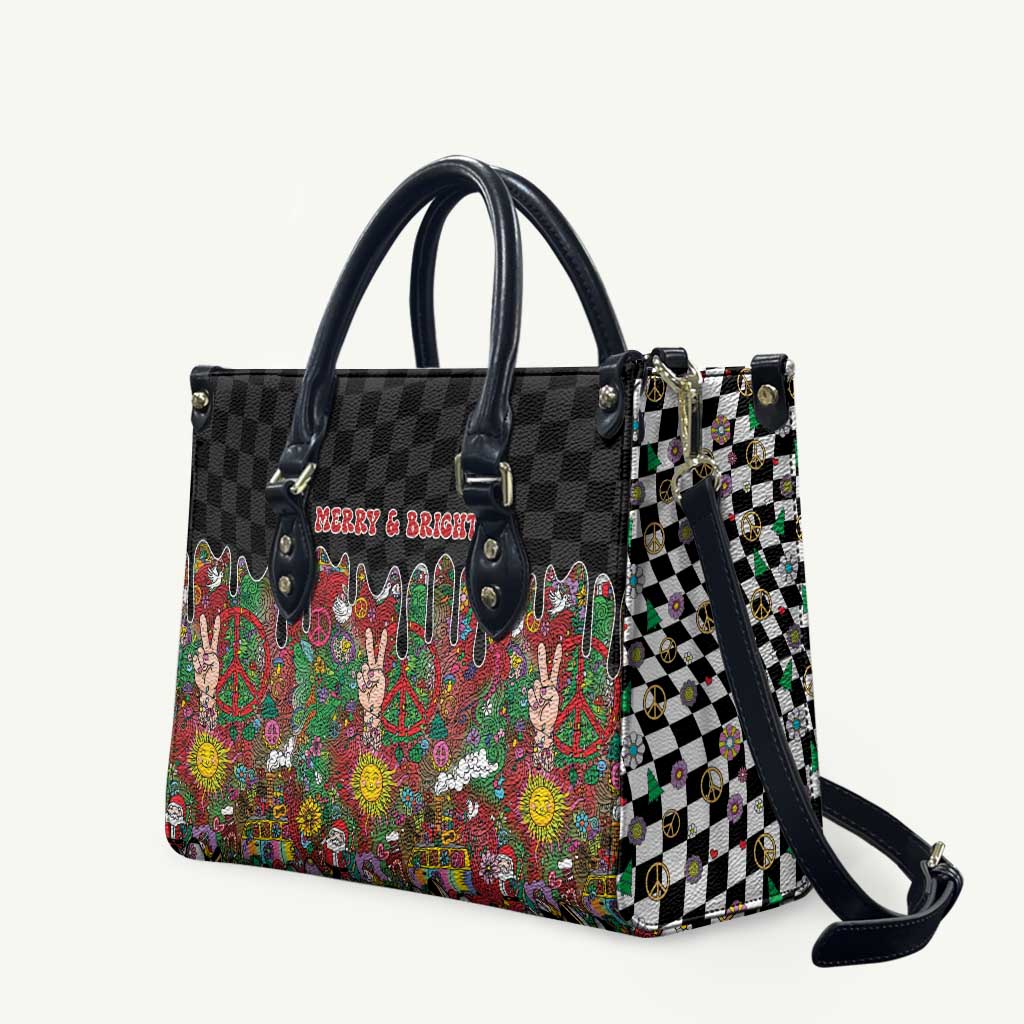 Hippie Christmas Leather Bag Doodle Style - Wonder Print Shop