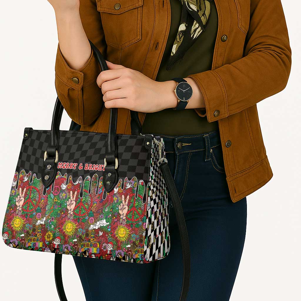 Hippie Christmas Leather Bag Doodle Style - Wonder Print Shop