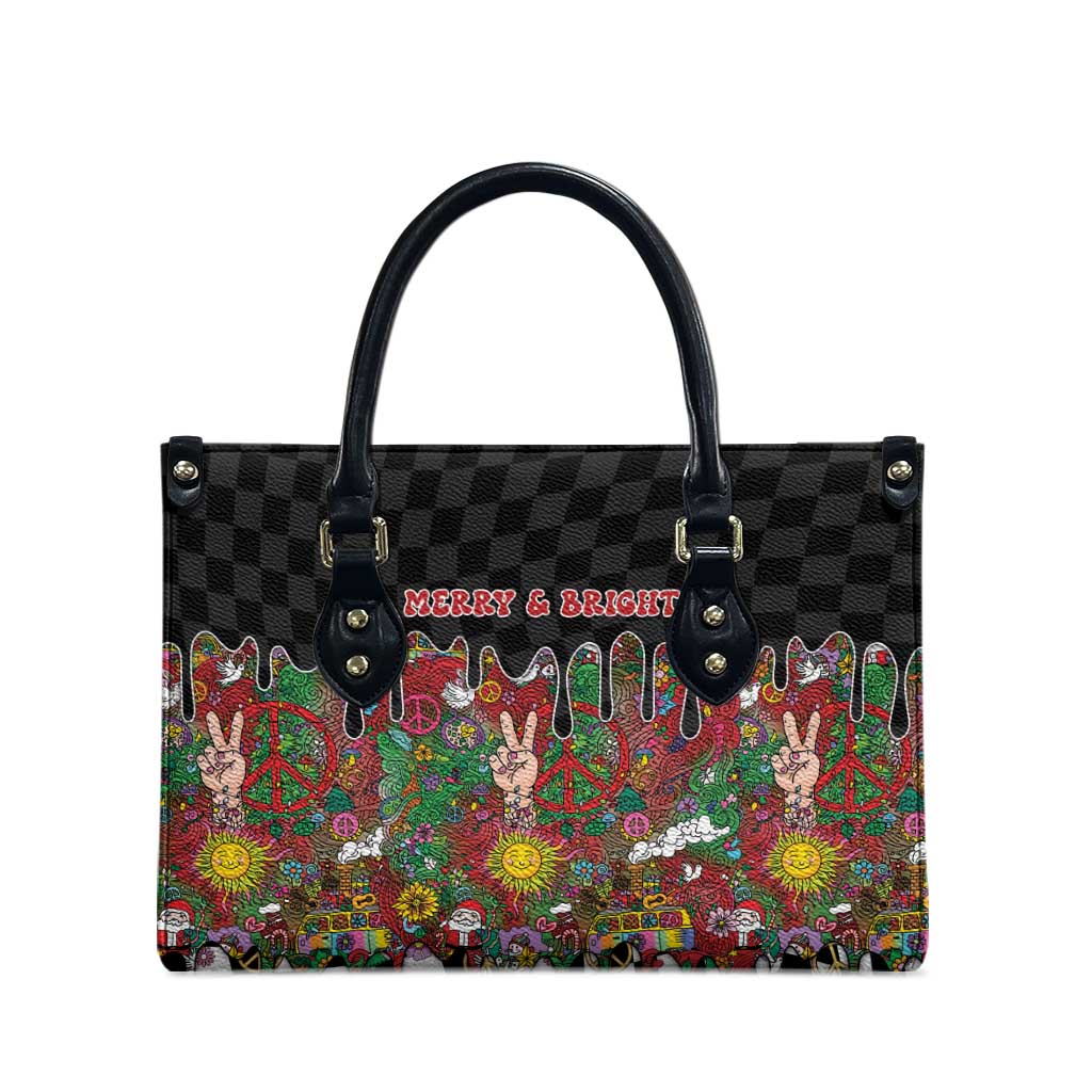 Hippie Christmas Leather Bag Doodle Style - Wonder Print Shop