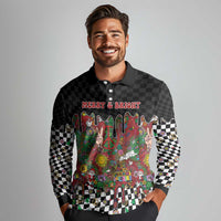 Hippie Christmas Long Sleeve Polo Shirt Doodle Style - Wonder Print Shop