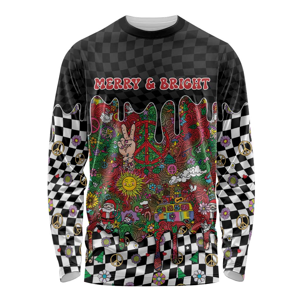 Hippie Christmas Long Sleeve Shirt Doodle Style - Wonder Print Shop
