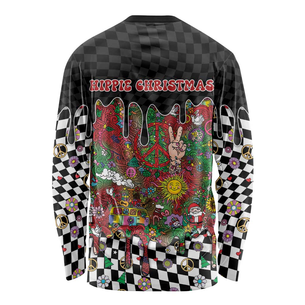 Hippie Christmas Long Sleeve Shirt Doodle Style - Wonder Print Shop