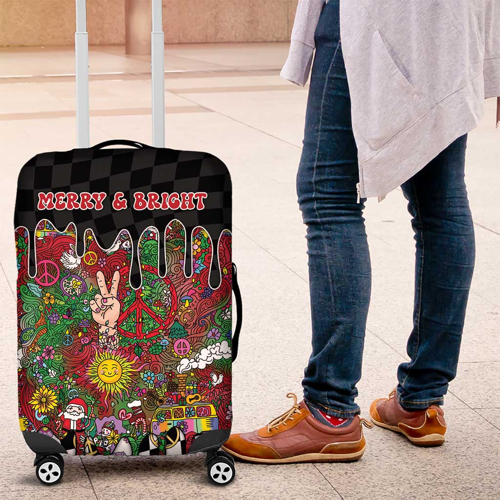 Hippie Christmas Luggage Cover Doodle Style - Wonder Print Shop