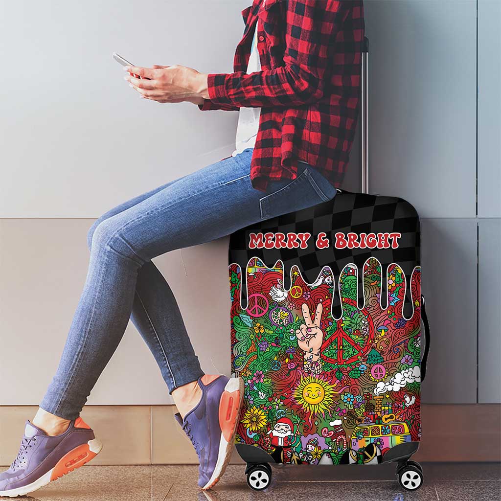 Hippie Christmas Luggage Cover Doodle Style - Wonder Print Shop