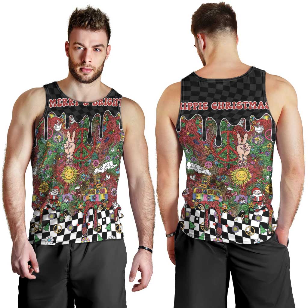Hippie Christmas Men Tank Top Doodle Style - Wonder Print Shop