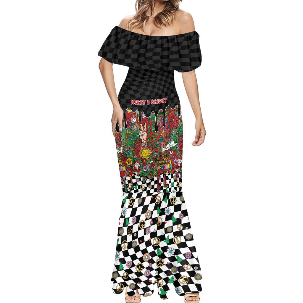 Hippie Christmas Mermaid Dress Doodle Style - Wonder Print Shop