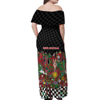 Hippie Christmas Off Shoulder Maxi Dress Doodle Style - Wonder Print Shop