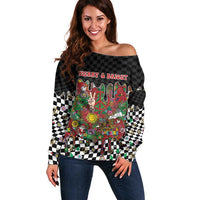 Hippie Christmas Off Shoulder Sweater Doodle Style - Wonder Print Shop