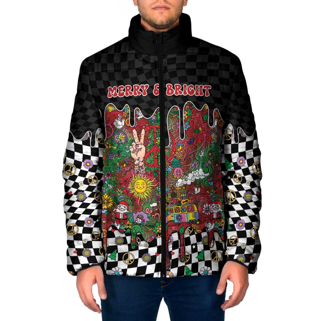 Hippie Christmas Padded Jacket Doodle Style - Wonder Print Shop