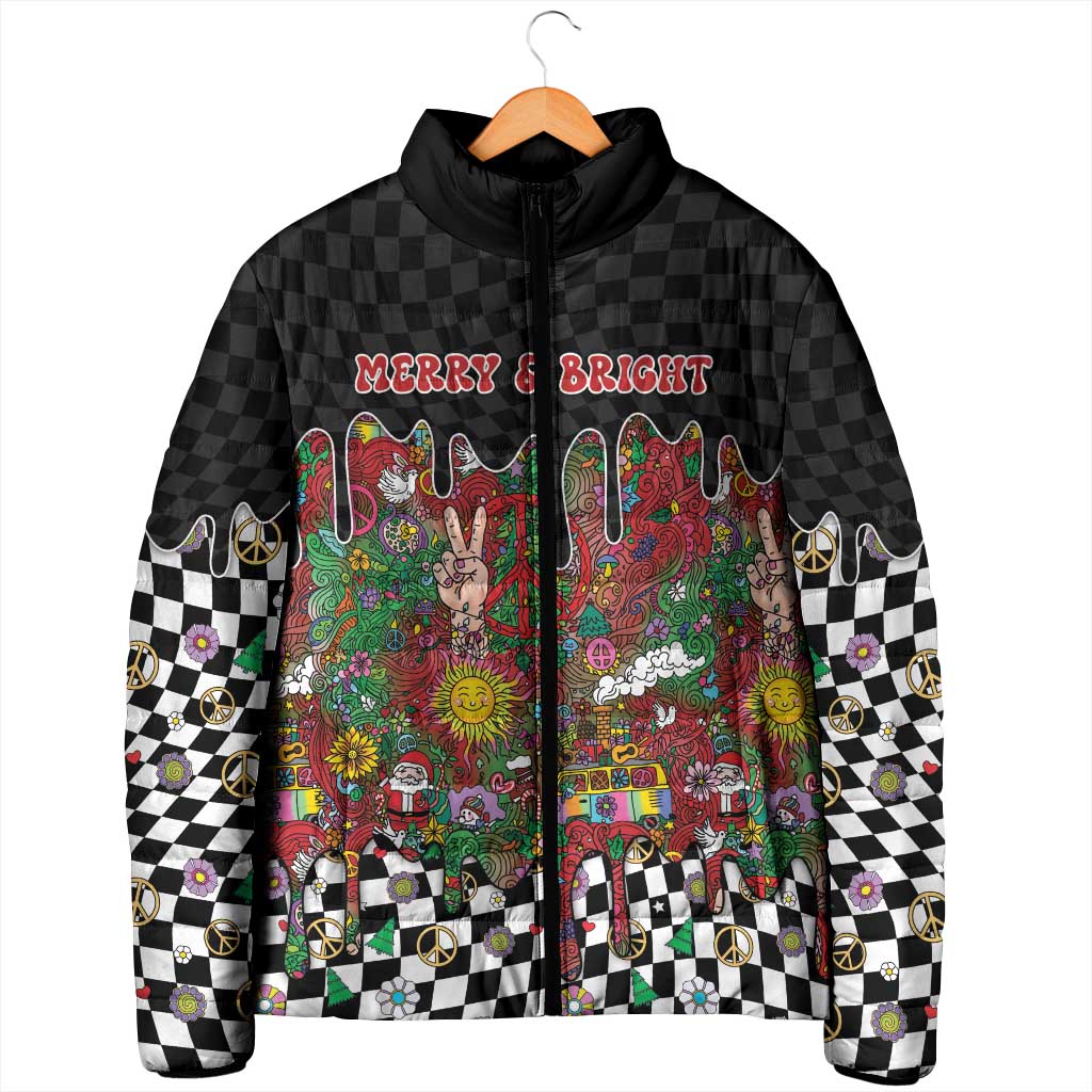 Hippie Christmas Padded Jacket Doodle Style - Wonder Print Shop