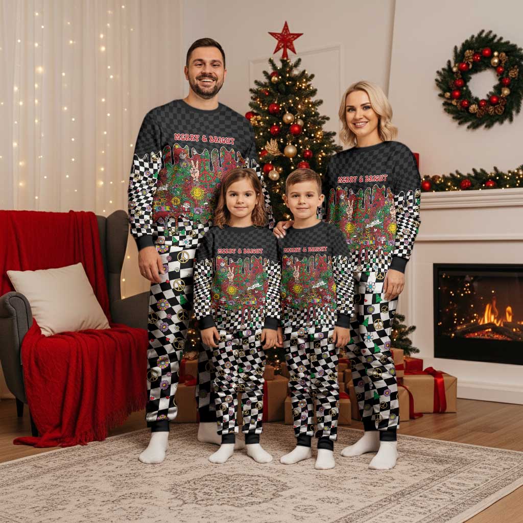 Hippie Christmas Pajama Set Doodle Style - Wonder Print Shop
