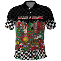 Hippie Christmas Polo Shirt Doodle Style - Wonder Print Shop