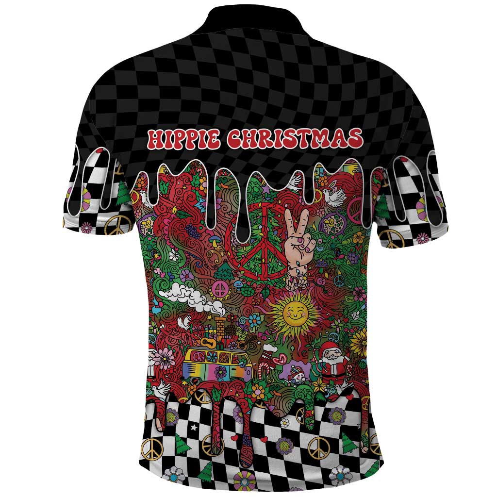 Hippie Christmas Polo Shirt Doodle Style - Wonder Print Shop