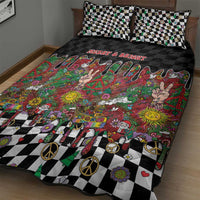 Hippie Christmas Quilt Bed Set Doodle Style - Wonder Print Shop