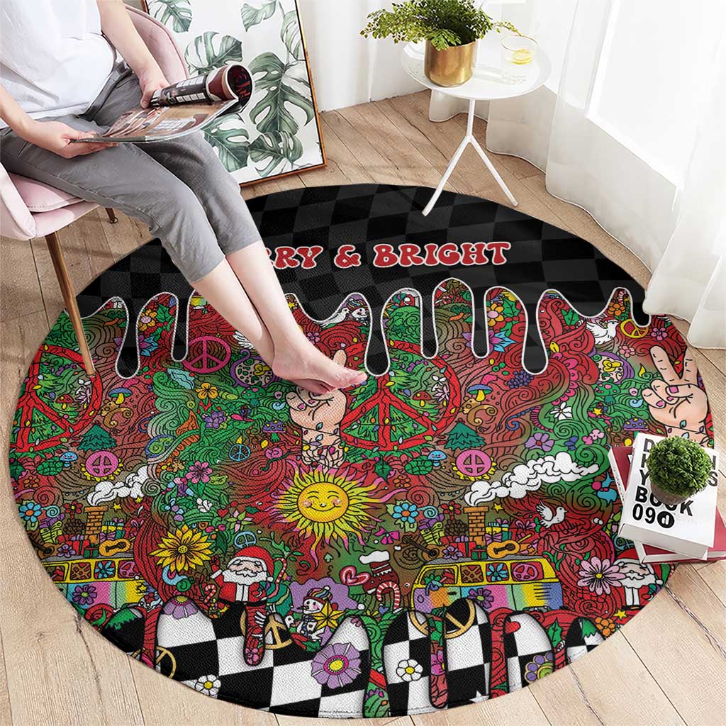Hippie Christmas Round Carpet Doodle Style - Wonder Print Shop
