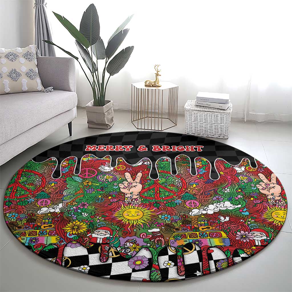 Hippie Christmas Round Carpet Doodle Style - Wonder Print Shop