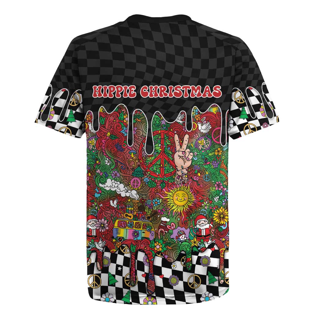 Hippie Christmas Rugby Jersey Doodle Style - Wonder Print Shop
