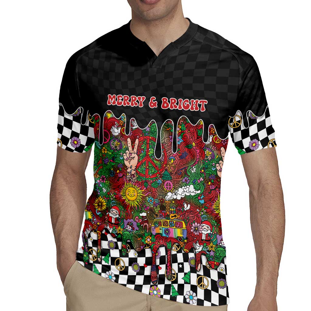 Hippie Christmas Rugby Jersey Doodle Style - Wonder Print Shop
