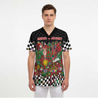 Hippie Christmas Scrub Top Doodle Style - Wonder Print Shop