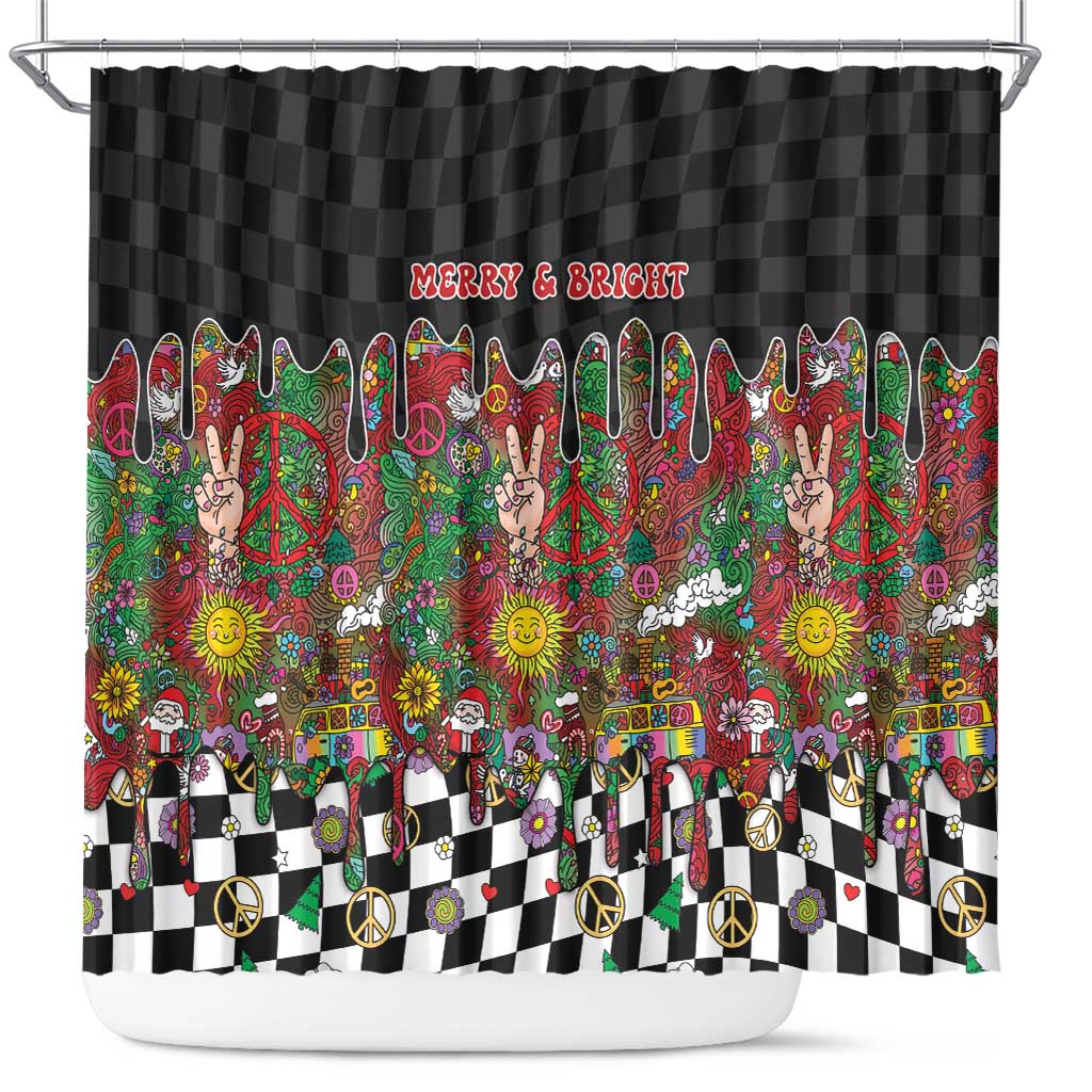 Hippie Christmas Shower Curtain Doodle Style - Wonder Print Shop