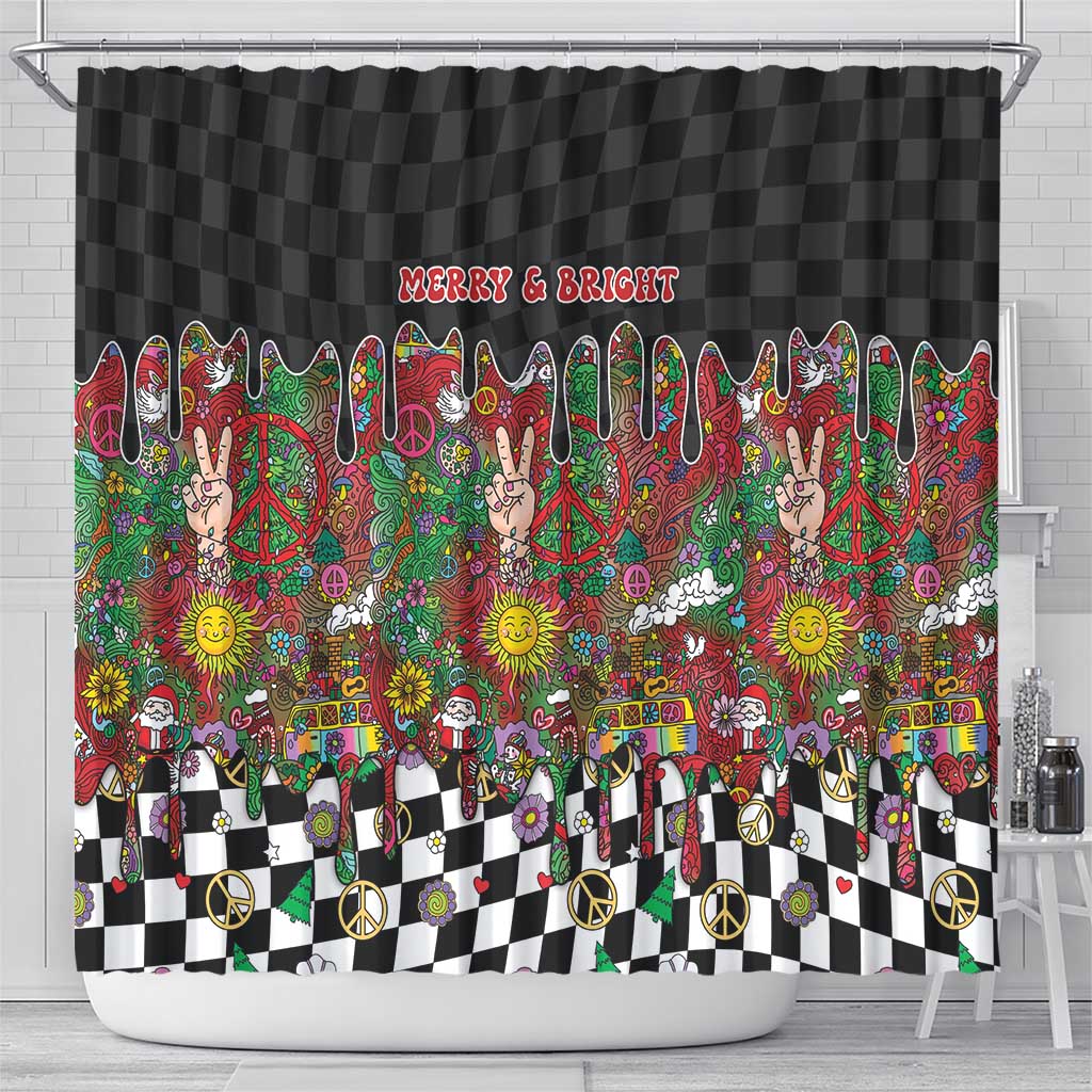 Hippie Christmas Shower Curtain Doodle Style - Wonder Print Shop