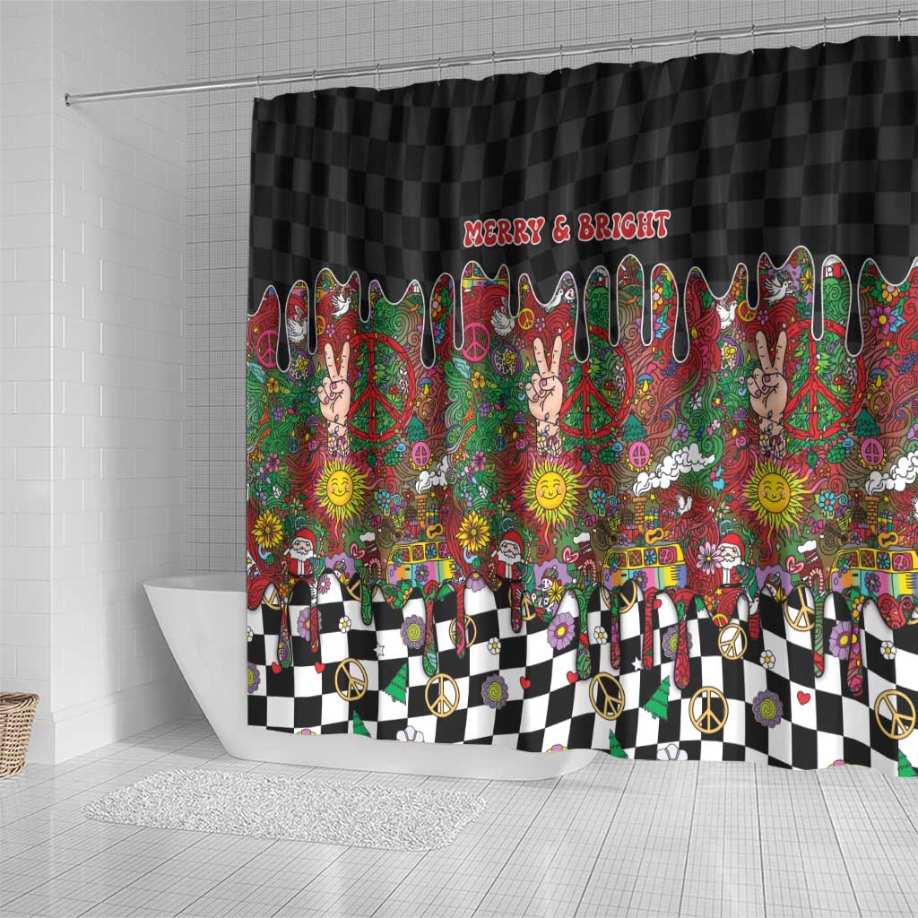 Hippie Christmas Shower Curtain Doodle Style - Wonder Print Shop