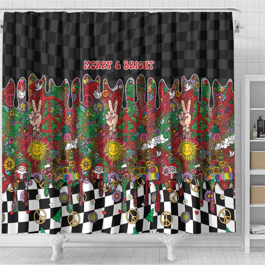 Hippie Christmas Shower Curtain Doodle Style - Wonder Print Shop