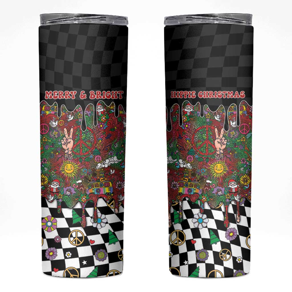 Hippie Christmas Skinny Tumbler Doodle Style - Wonder Print Shop