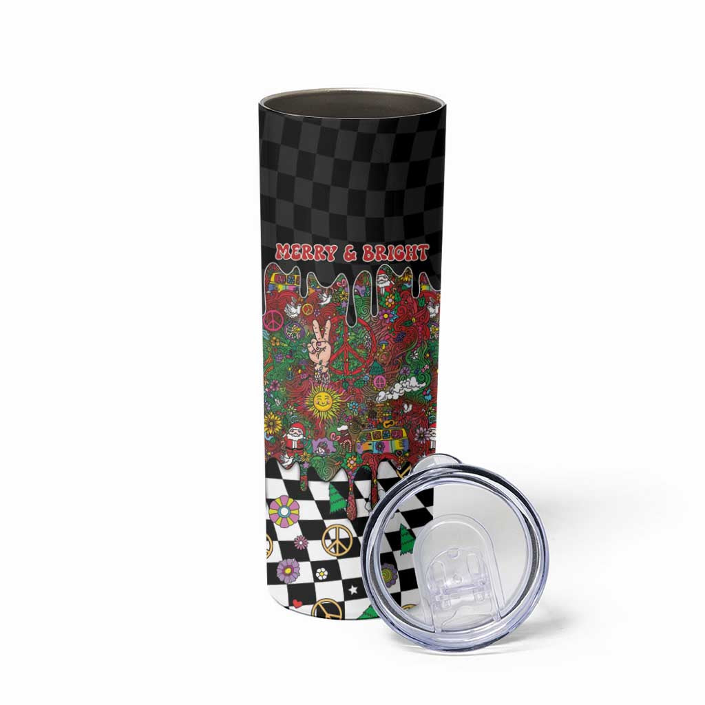 Hippie Christmas Skinny Tumbler Doodle Style - Wonder Print Shop