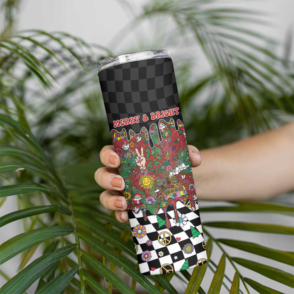 Hippie Christmas Skinny Tumbler Doodle Style - Wonder Print Shop