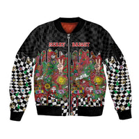 Hippie Christmas Sleeve Zip Bomber Jacket Doodle Style - Wonder Print Shop