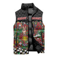 Hippie Christmas Sleeveless Puffer Jacket Doodle Style - Wonder Print Shop