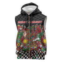 Hippie Christmas Sleeveless Zip Hoodie Doodle Style - Wonder Print Shop