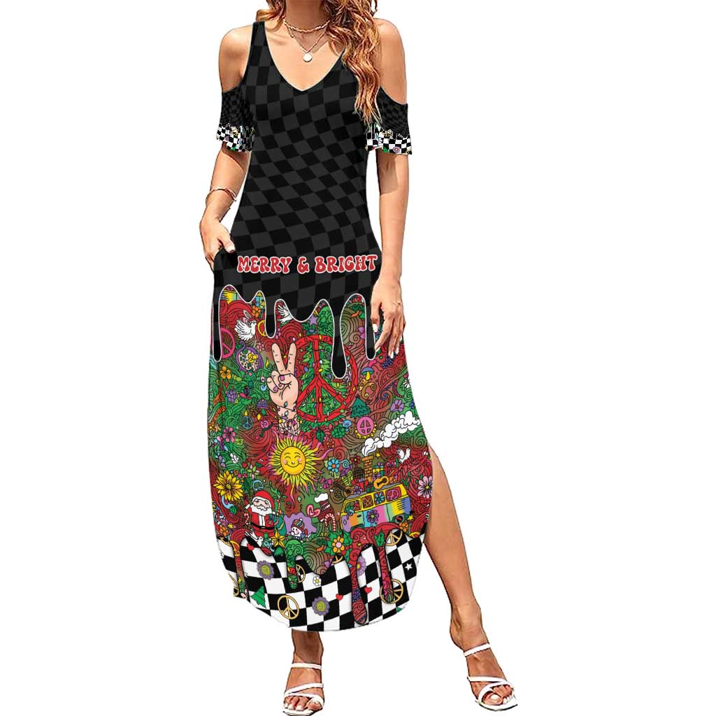 Hippie Christmas Summer Maxi Dress Doodle Style - Wonder Print Shop