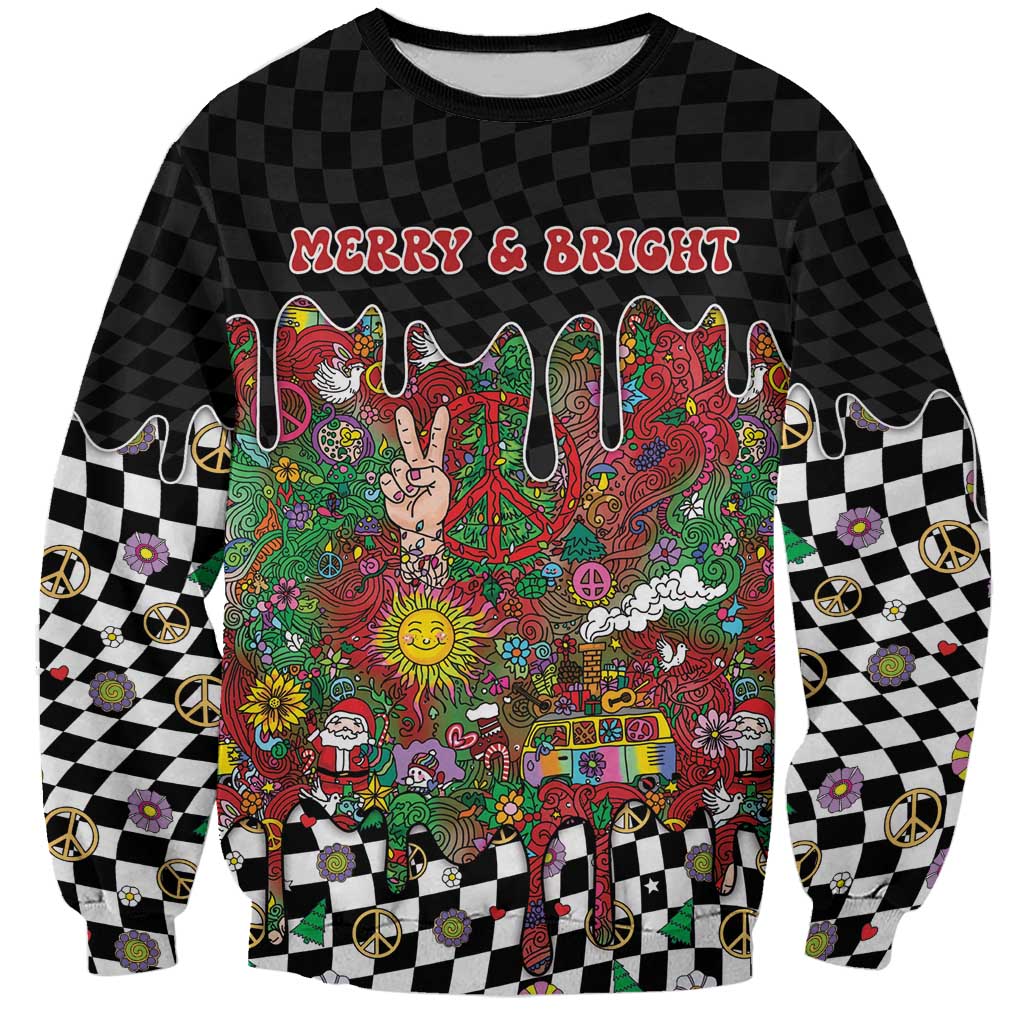 Hippie Christmas Sweatshirt Doodle Style - Wonder Print Shop