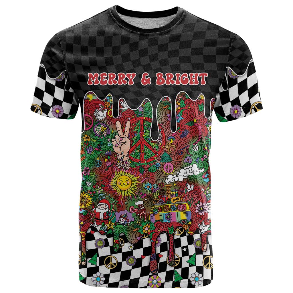 Hippie Christmas T Shirt Doodle Style - Wonder Print Shop