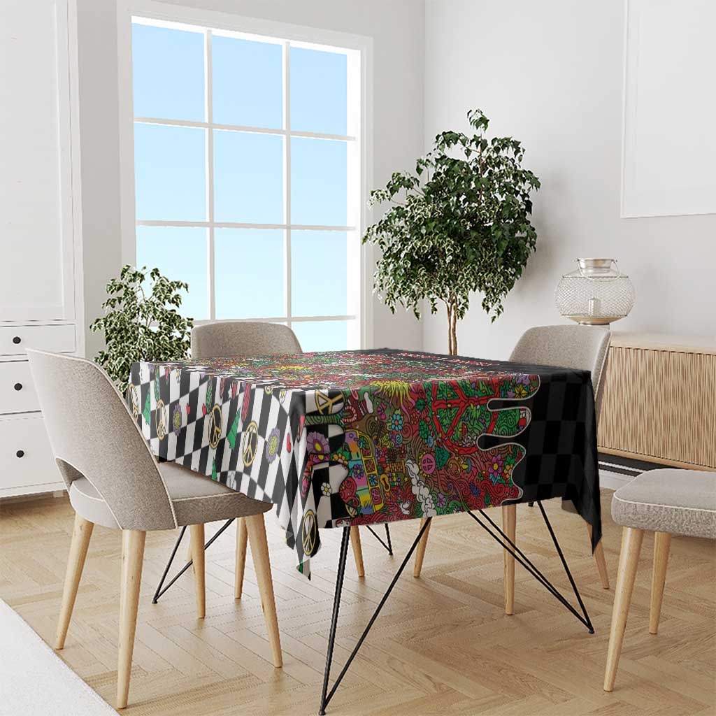 Hippie Christmas Tablecloth Doodle Style - Wonder Print Shop