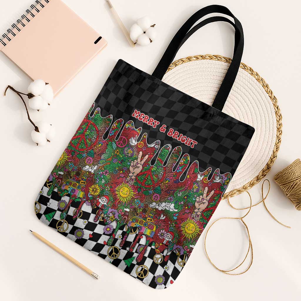 Hippie Christmas Tote Bag Doodle Style - Wonder Print Shop