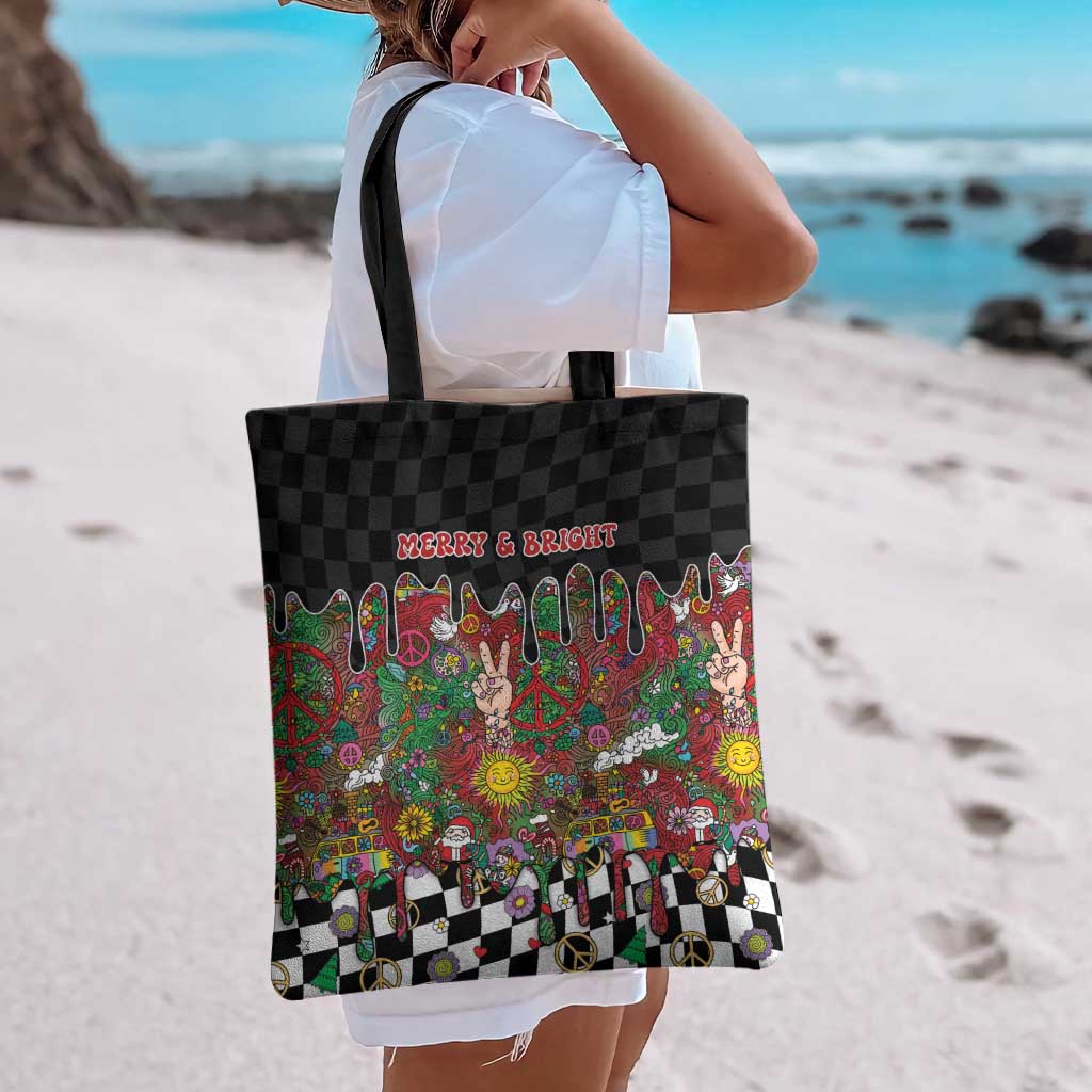 Hippie Christmas Tote Bag Doodle Style - Wonder Print Shop